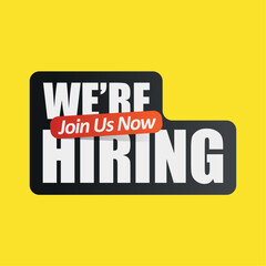 We are hiring, job offer icon. Company staff wanted, vacancy advertisement banner or sign