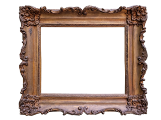 Vintage wooden frame for paintings, photos, or a design element. Mockup for photos or pictures. Real photo. Transparent background