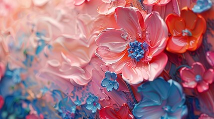 Abstract art with a close-up on the dreamy quality of impressionist floral scenes, highlighting delicate color transitions. 