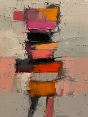stack books pink yellow blurred lost edges space figure square jaw abstract ice cream cones ancient ochre palette interconnections vibrant tall hat gemstone