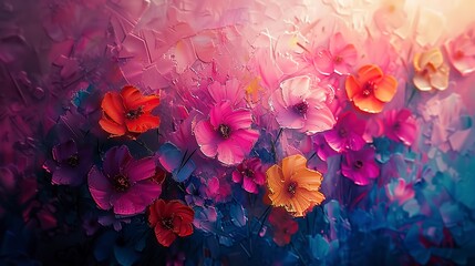 Vibrant and atmospheric, a close-up abstract featuring impressionist floral scenes for a timeless, artistic vibe. 