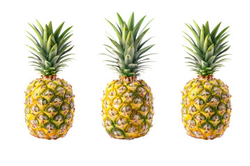 Set of pineapple in transparent background.