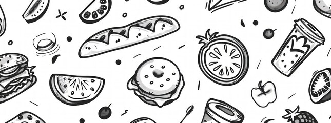 food drawn on the white background