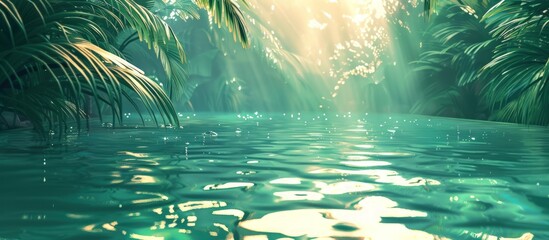 palm leaves over water lake