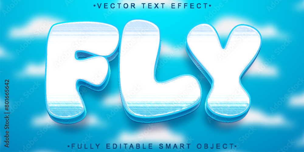 Poster cartoon fly vector fully editable smart object text effect