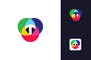 Colorful T logo design vector template