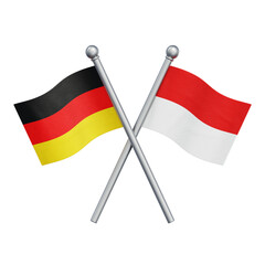 Crossed flags of Germany and the German state of Hesse isolated on transparent background. 3D rendering