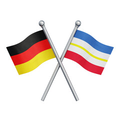 Crossed flags of Germany and the German state of Mecklenburg-Vorpommern isolated on transparent background. 3D rendering