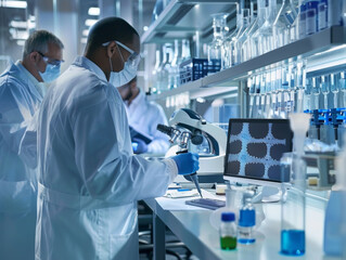 Fototapeta premium A group of scientists are working in a lab