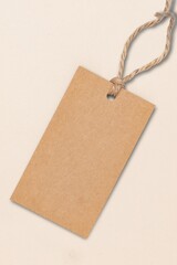 Brown label tag, business branding, flat lay design