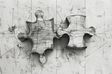 A black and white drawing of two puzzle pieces fitting together.