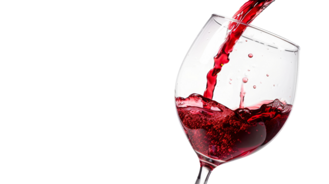 Red wine pouring in glass 