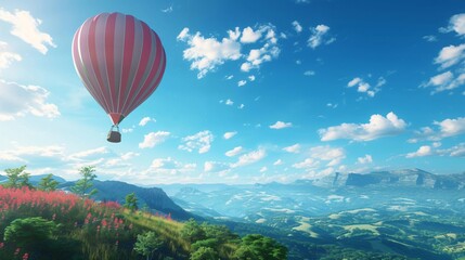 Colorful Hot Air Balloons in the blue sky, Skyward Festival, a Celebration of Flight and Freedom