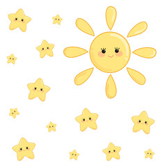 Fototapeta premium cute sun and stars