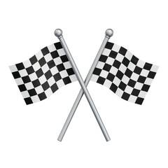 Fototapeta premium Crossed checkered racing flags of isolated on transparent background. 3D rendering