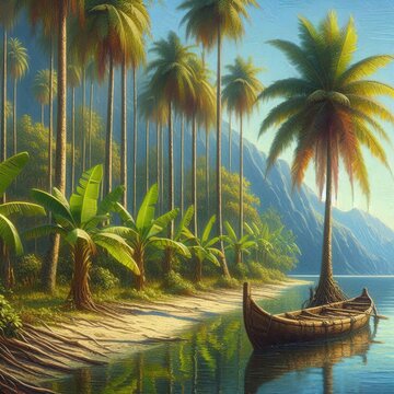 Coconut Chronicles: An Oil Painting