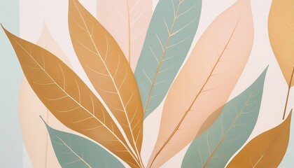 Set of leaves art posters, abstract modern concept art Design for posters, canvas prints, framed wall art, and other types of home decor created with generative ai	