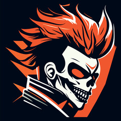 t-shirt design style punky skull, vector illustration flat 2