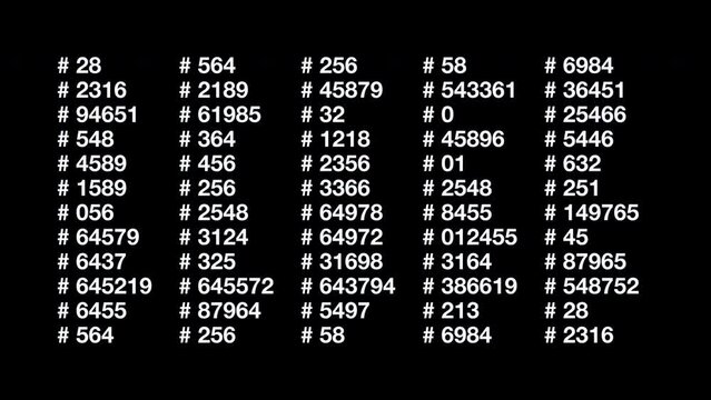 a table of numbers on a black background