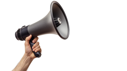 Hand holding a megaphone