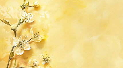Floral Elegance: A Delicate Composition with Subtle Flowers on a Light Yellow Background