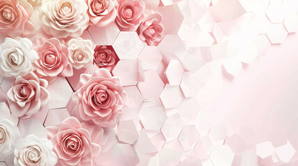Romantic Blush Rose Hexagon Design: Perfect for Wedding Planners, with Soft Background