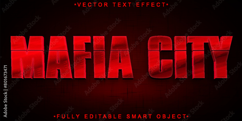 Poster red mafia city vector fully editable smart object text effect