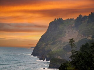 A headland at Cape Foulweather on the Central Oregon coast near Newport,