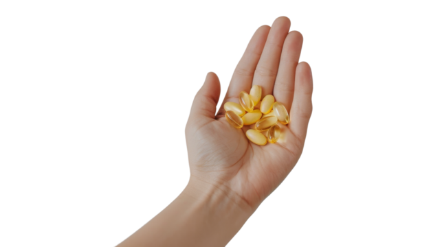 Hand holding the supplements