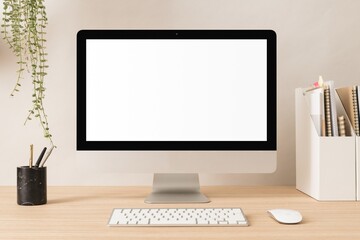 Minimal workspace, blank screen computer