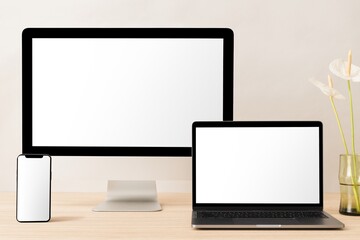 Digital devices with blank screens, minimal workspace
