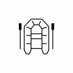 rubber boat paddle sea icon