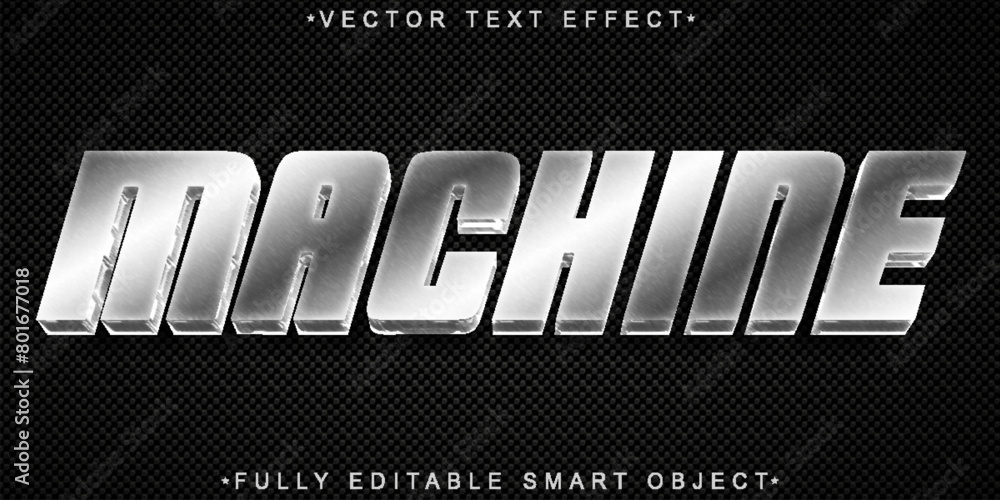 Poster silver machine vector fully editable smart object text effect