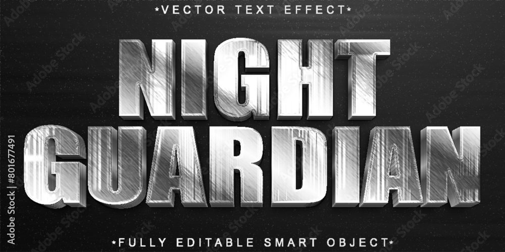 Aufkleber silver night guardian vector fully editable smart object text effect