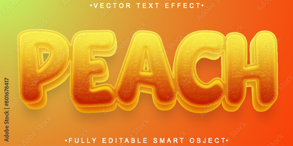 Poster cartoon peach vector fully editable smart object text effect