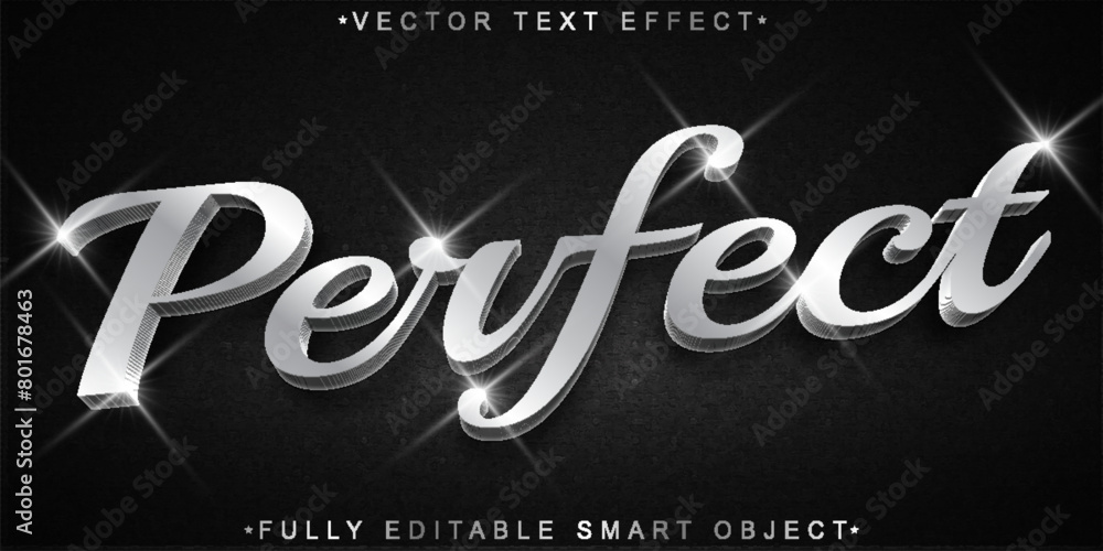 Poster shiny silver luxury perfect vector fully editable smart object text effect