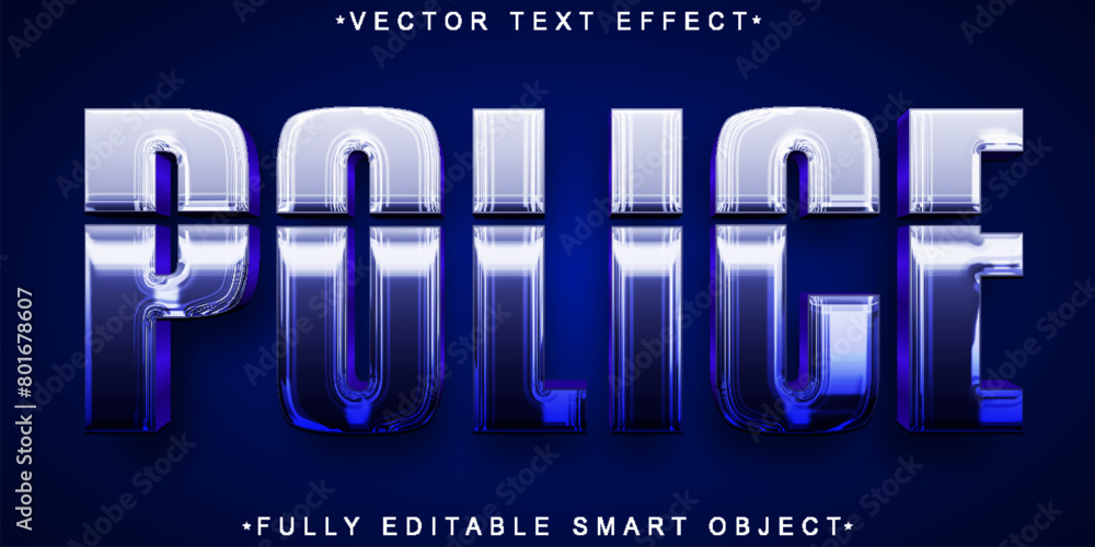 Poster blue shiny police vector fully editable smart object text effect