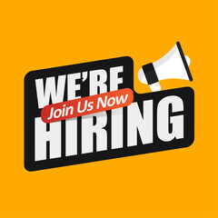 We Are Hiring Join Our Team Poster Or Banner With Yellow Background Stock Illustration