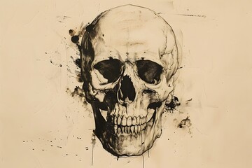 Abstract drawing of a skull in low contrast style.