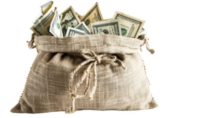 Dollar Bills in a full bag