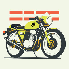 japanese style motorbike illustration for a t-shirt, vector illustration flat 2