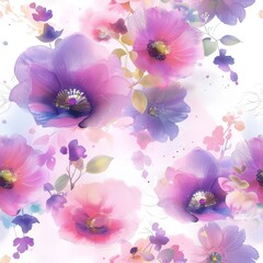 Dreamy watercolor illustration featuring soft pastel flowers and delicate blooms, perfect for romantic and artistic themes.