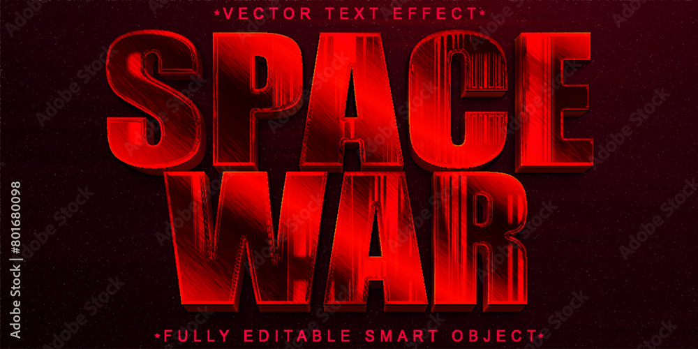 Poster red shiny space war vector fully editable smart object text effect