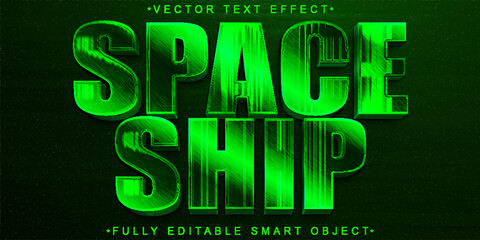 Green Space Ship Vector Fully Editable Smart Object Text Effect