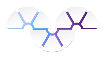 Blue tone circle infographic with 9 steps, process or options.