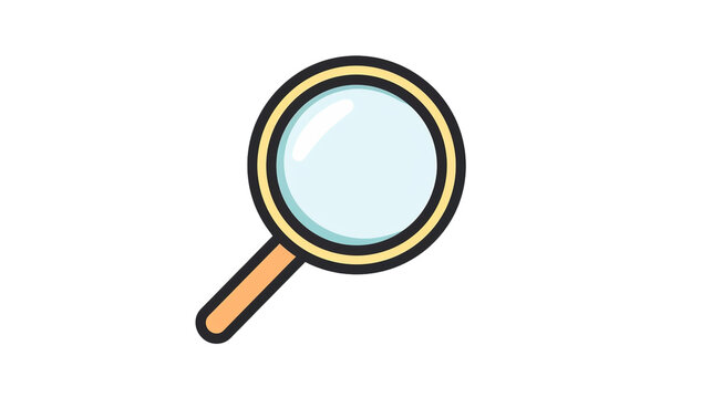 Classic Magnifying Glass Icon in Simplistic Outline, Contrasted Against a Clean White Backdrop - Exploration Symbol, Discovery Concept, Minimalist Design, Search Engine Optimization (SEO)