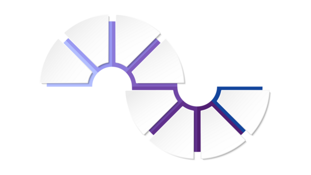 Blue tone circle infographic with 8 steps, process or options.
