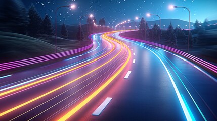 Obraz premium Business data analytic with intelligent software isolated in dark background, with glowing colorful line of transportation, concept of technology business and network