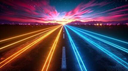 Obraz premium Business data analytic with intelligent software isolated in dark background, with glowing colorful line of transportation, concept of technology business and network