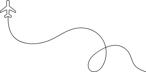 Airplane line path icon, airline, flight